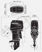 Лодочный мотор Tohatsu M90A2 EPTOL 90 л.с. двухтактный